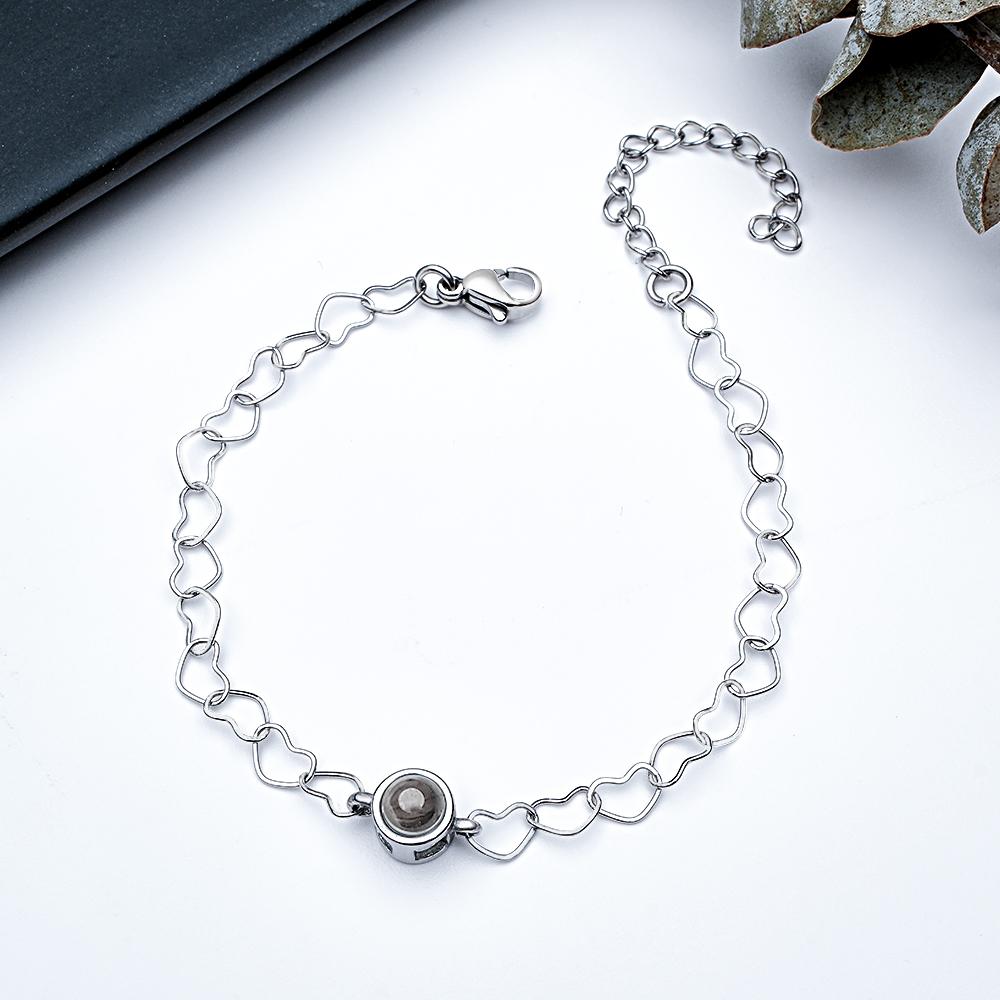 Custom Projection Bracelet Heart Chain Unique Gift for Her