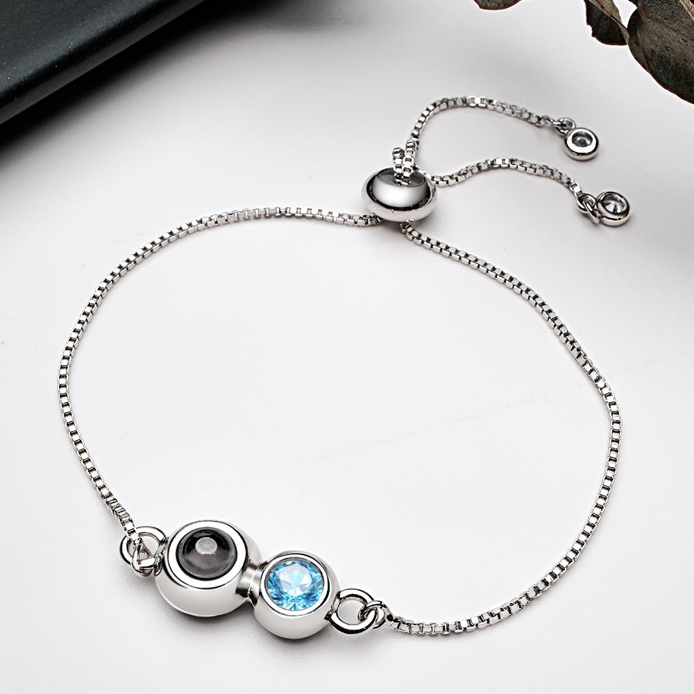 Custom Projection Birthstone Bracelet Simple Unique Gift for Her