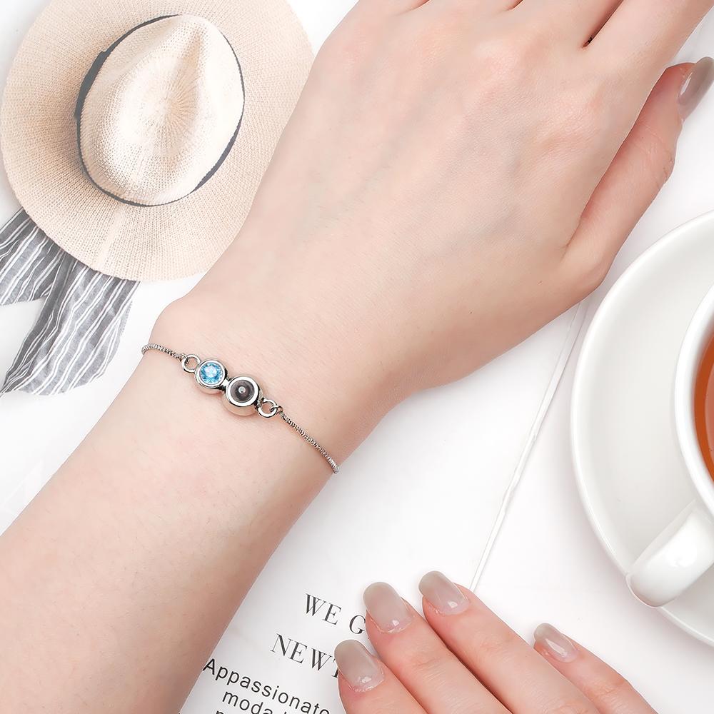 Custom Projection Birthstone Bracelet Simple Unique Gift for Her