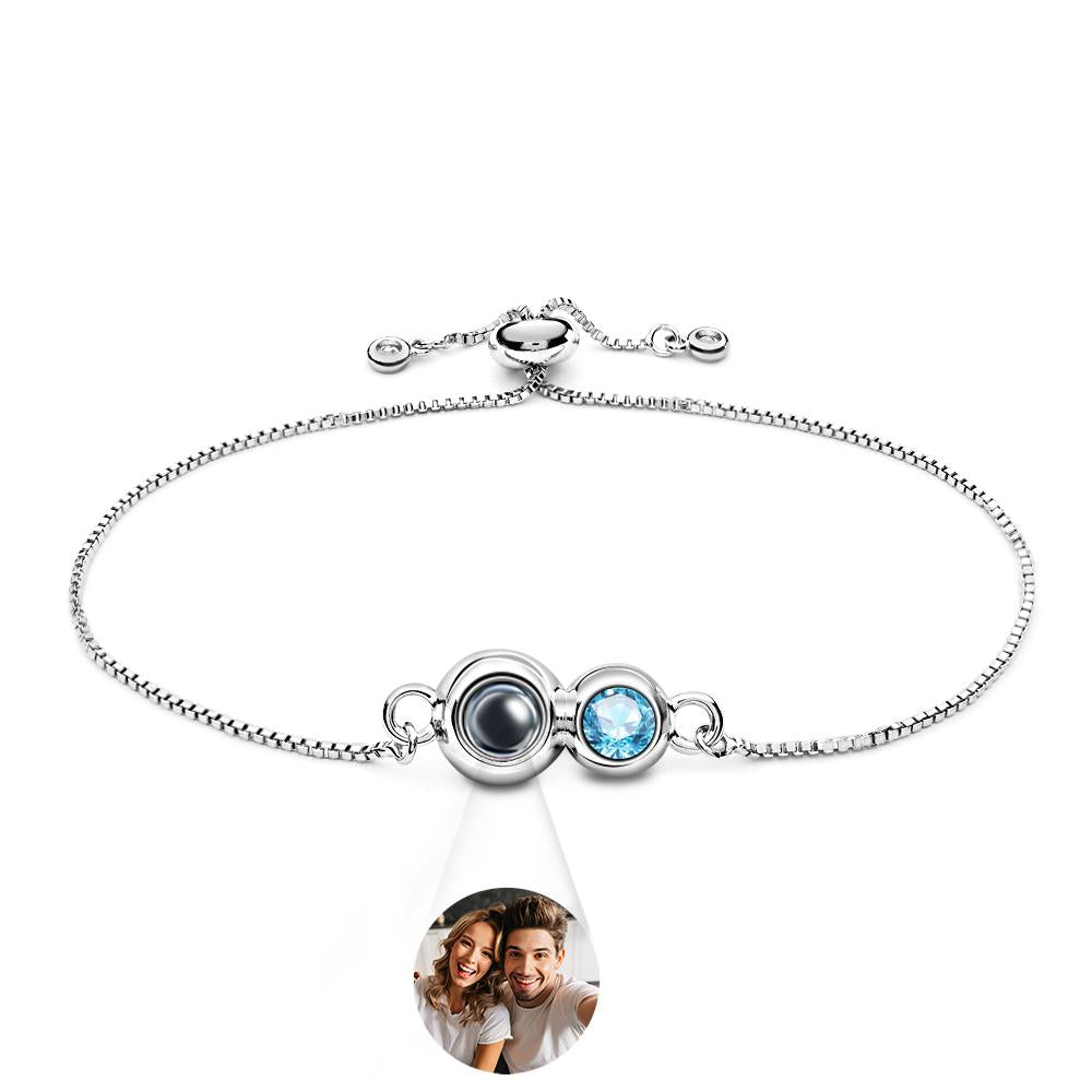 Custom Projection Birthstone Bracelet Simple Unique Gift for Her