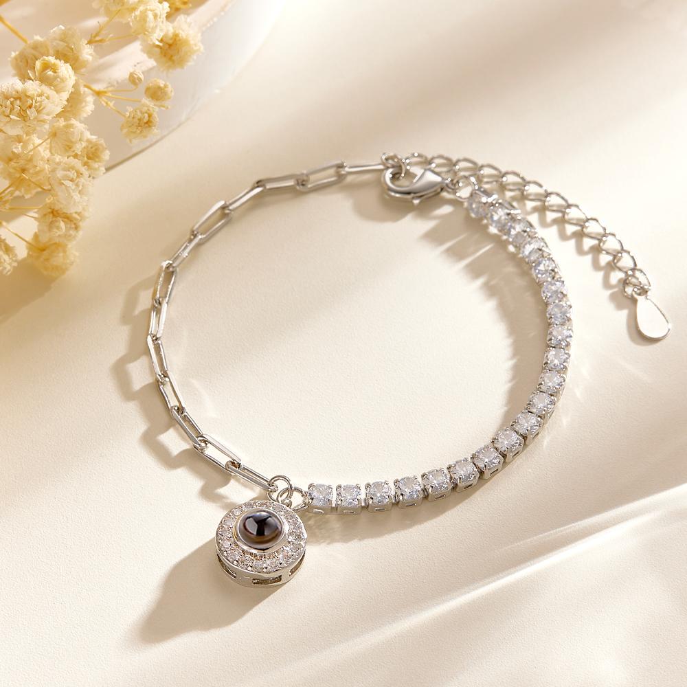 Personalized Projection Bracelet Round Pendant Design Chain Gift