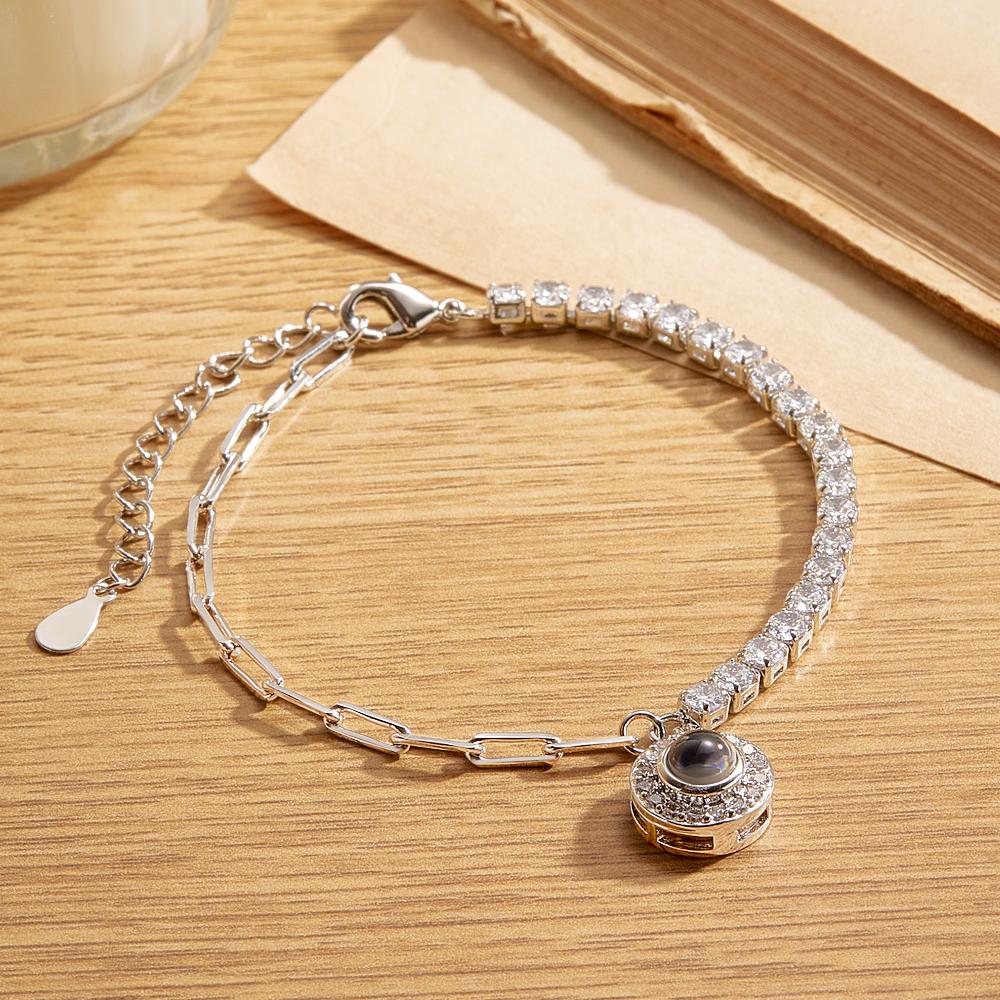 Personalized Projection Bracelet Round Pendant Design Chain Gift