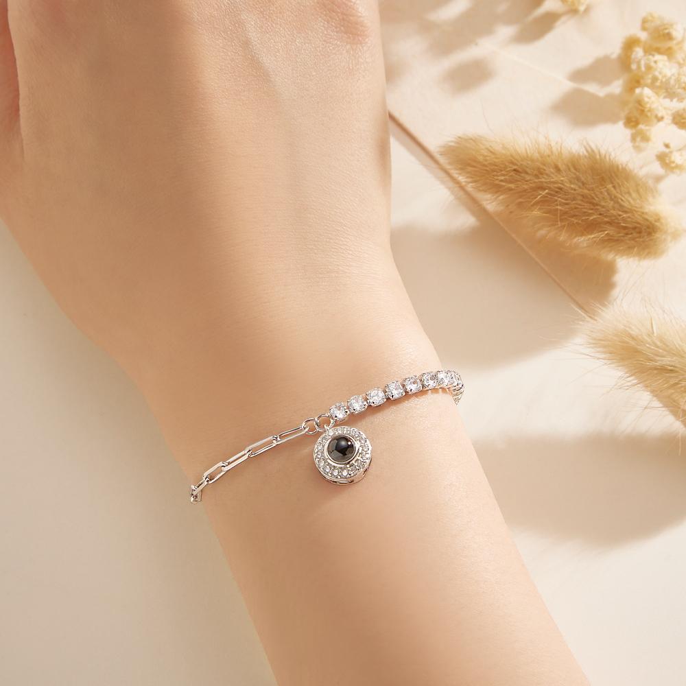 Personalized Projection Bracelet Round Pendant Design Chain Gift