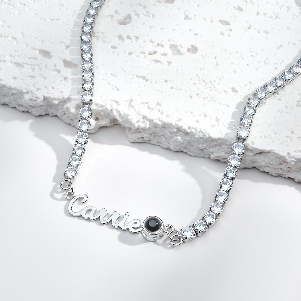 Custom Name Projection Necklace Tennis Chain Simple Gift