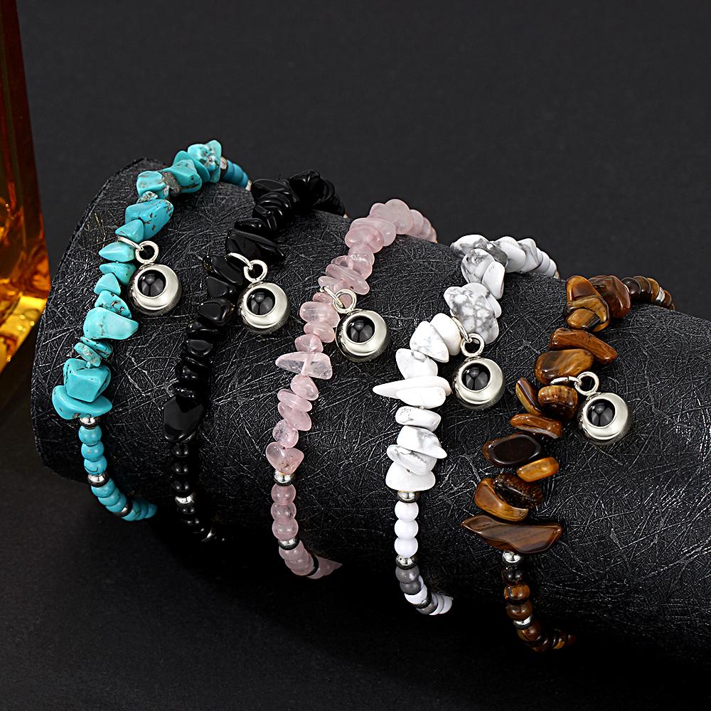 Personalized Picture Projection Bracelet With Colorful Stone Chain Unique Christmas Gift For Friends