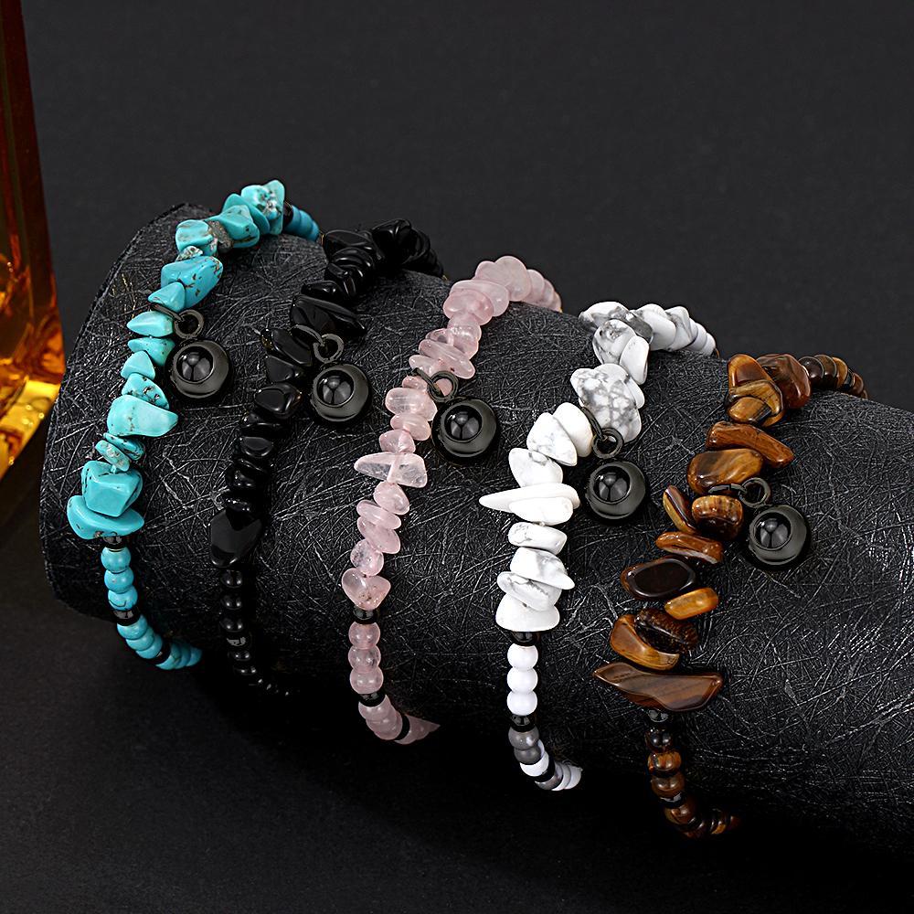 Personalized Picture Projection Bracelet With Colorful Stone Chain Unique Christmas Gift For Friends