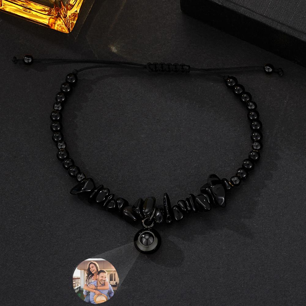 Personalized Picture Projection Bracelet With Colorful Stone Chain Unique Christmas Gift For Friends