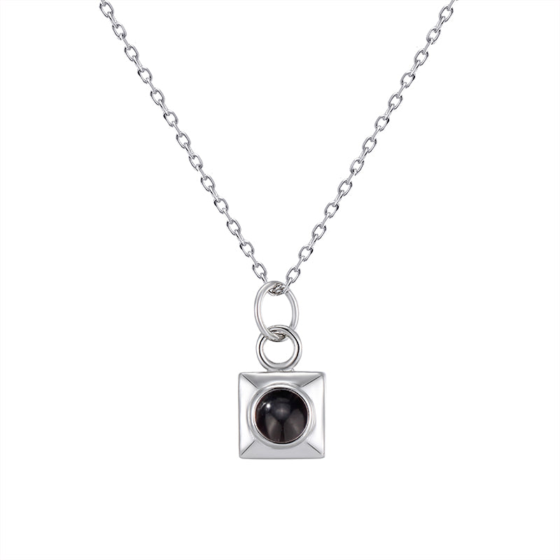 Personalized Projection Picture Necklace With Square Pendant Christmas Gift For Men