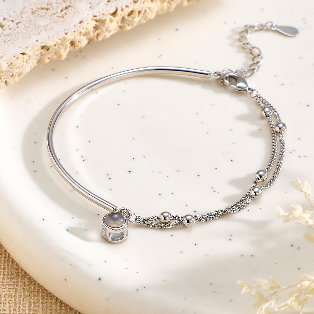 Custom Photo Projection Bracelet Double Chain Gift for Her