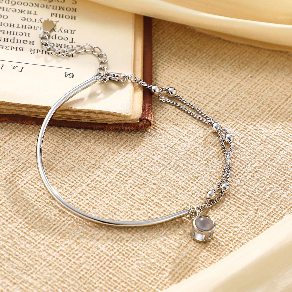 Custom Photo Projection Bracelet Double Chain Gift for Her