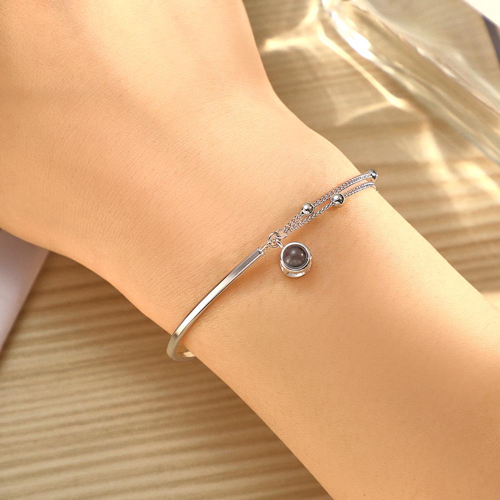Custom Photo Projection Bracelet Double Chain Gift for Her