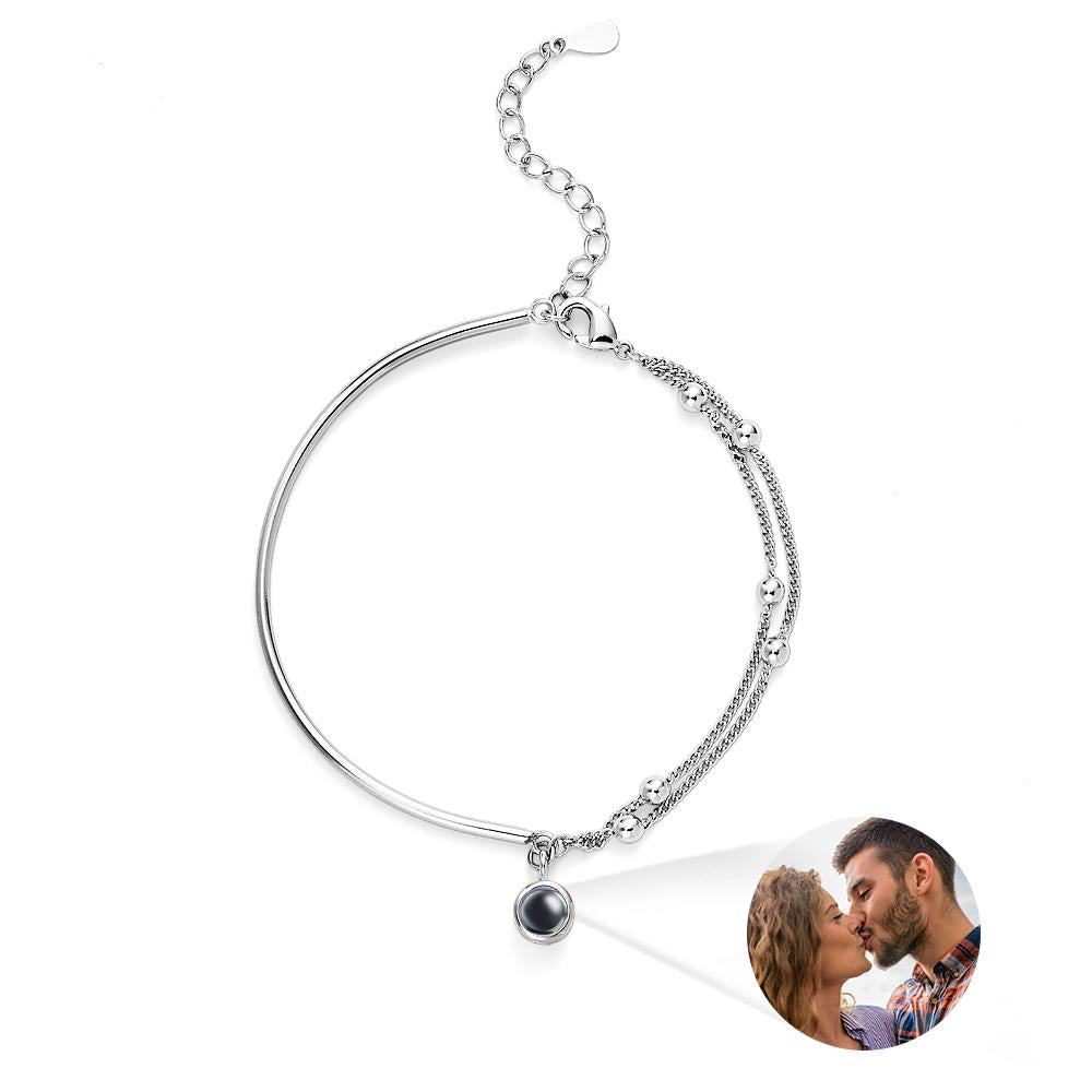 Custom Photo Projection Bracelet Double Chain Gift for Her