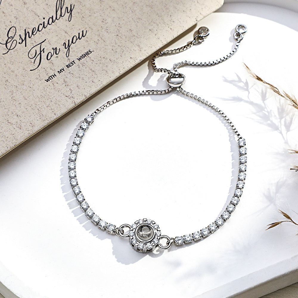 Custom Photo Projection Bracelet Diamond Chain Gift for Her