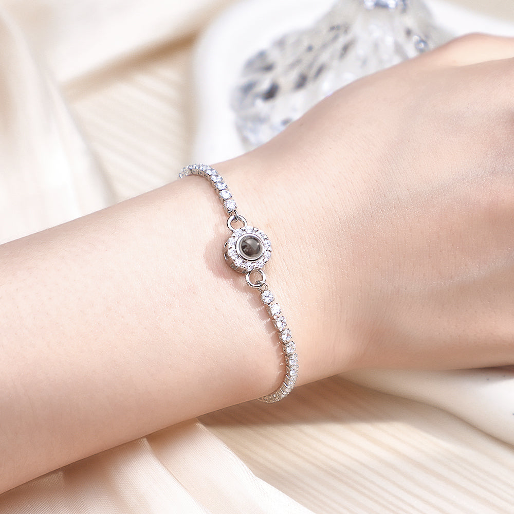 Custom Photo Projection Bracelet Diamond Chain Gift for Her