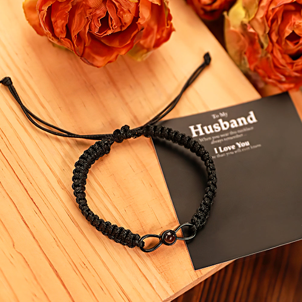 Personalized Projection Weave Bracelet Customized Photo Bracelet Set Adjustable Bracelet Personalized Gift for Couples