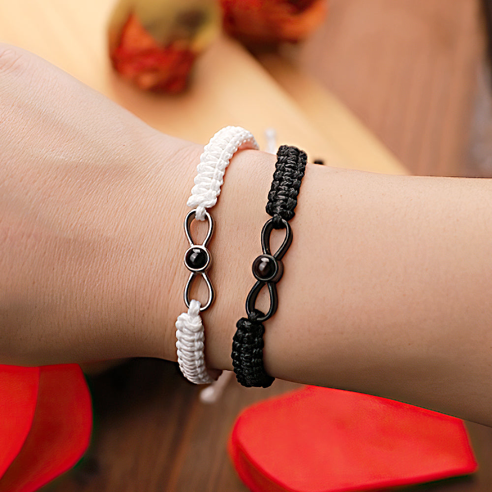 Personalized Projection Weave Bracelet Customized Photo Bracelet Set Adjustable Bracelet Personalized Gift for Couples