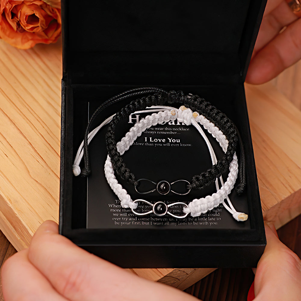 Personalized Projection Weave Bracelet Customized Photo Bracelet Set Adjustable Bracelet Personalized Gift for Couples