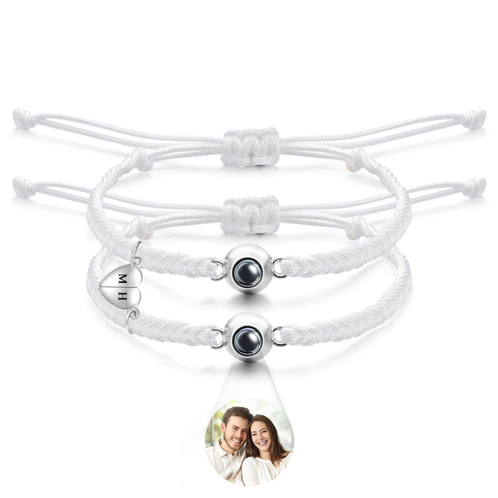 Custom Projection Bracelet Custom Letter Woven Heart Magnetic Couple Gift