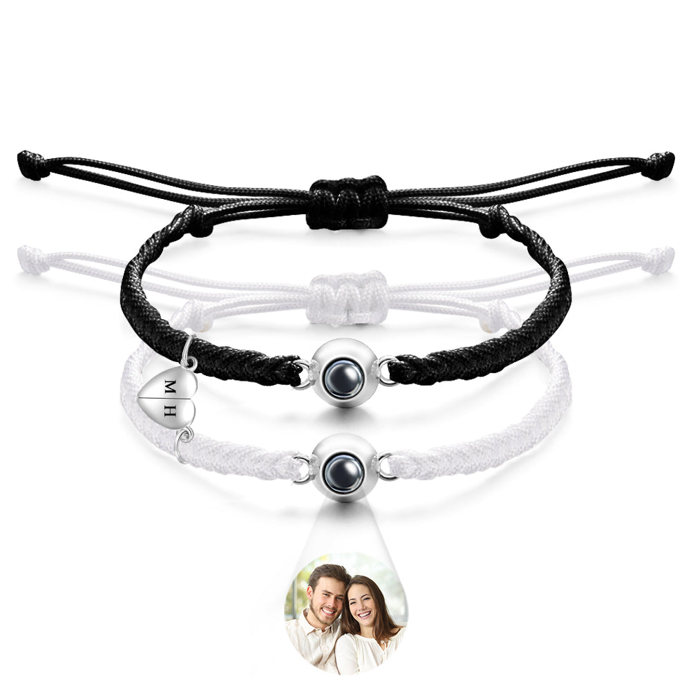 Custom Projection Bracelet Custom Letter Woven Heart Magnetic Couple Gift
