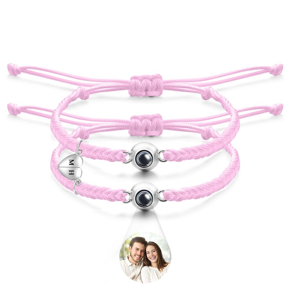 Custom Projection Bracelet Custom Letter Woven Heart Magnetic Couple Gift
