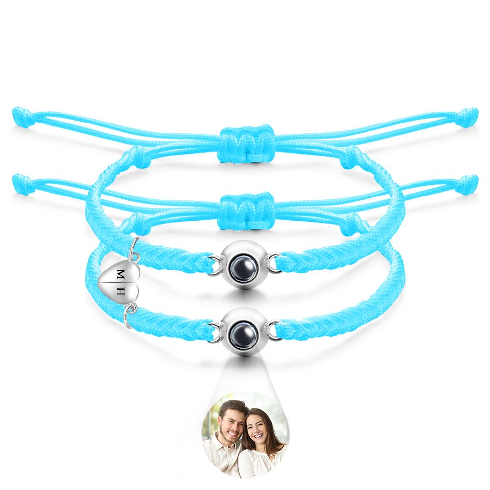 Custom Projection Bracelet Custom Letter Woven Heart Magnetic Couple Gift