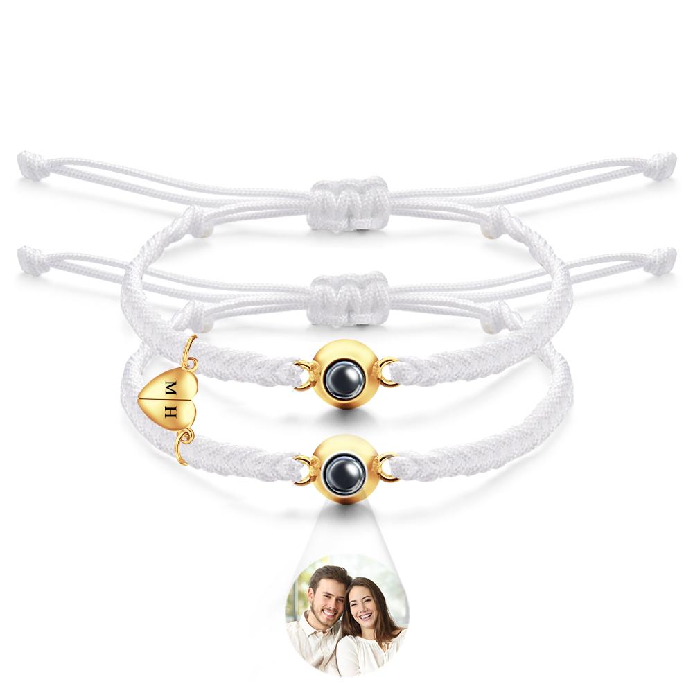 Custom Projection Bracelet Custom Letter Woven Heart Magnetic Couple Gift