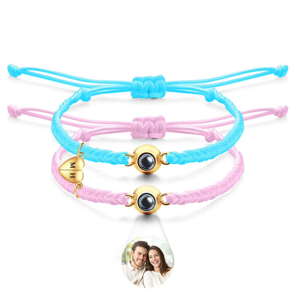 Custom Projection Bracelet Custom Letter Woven Heart Magnetic Couple Gift