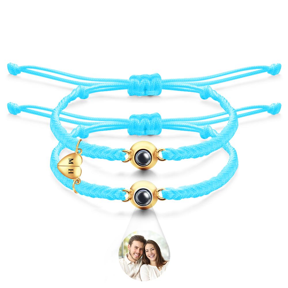 Custom Projection Bracelet Custom Letter Woven Heart Magnetic Couple Gift