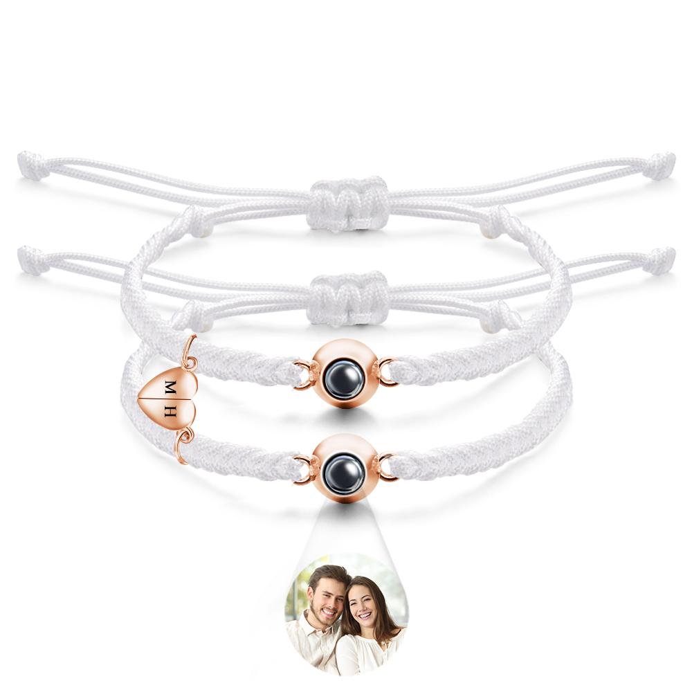 Custom Projection Bracelet Custom Letter Woven Heart Magnetic Couple Gift