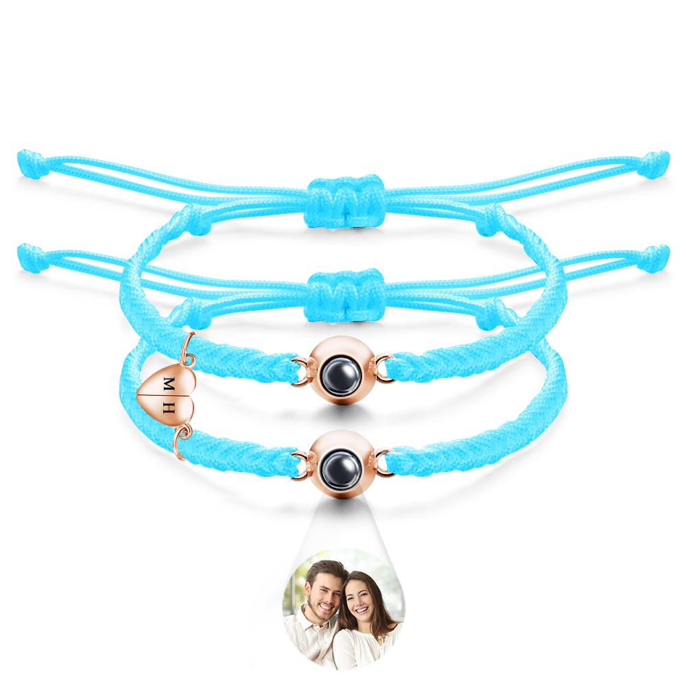 Custom Projection Bracelet Custom Letter Woven Heart Magnetic Couple Gift