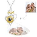 Personalized Photo Projection Necklace with Sunflower Elegant Cross Heart Design Best Mother's Day Gift
