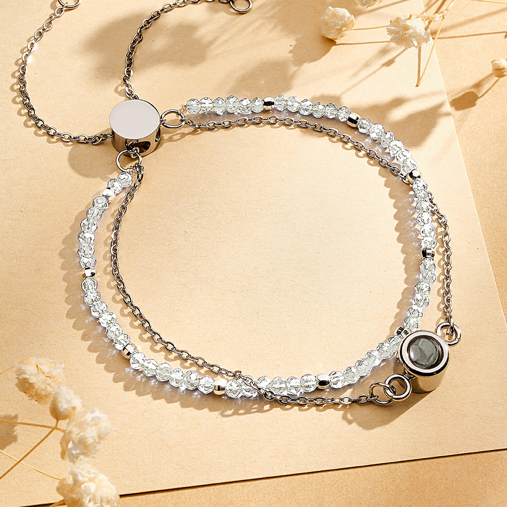 Personalized Photo Projection Crystal Double Layers Bracelet