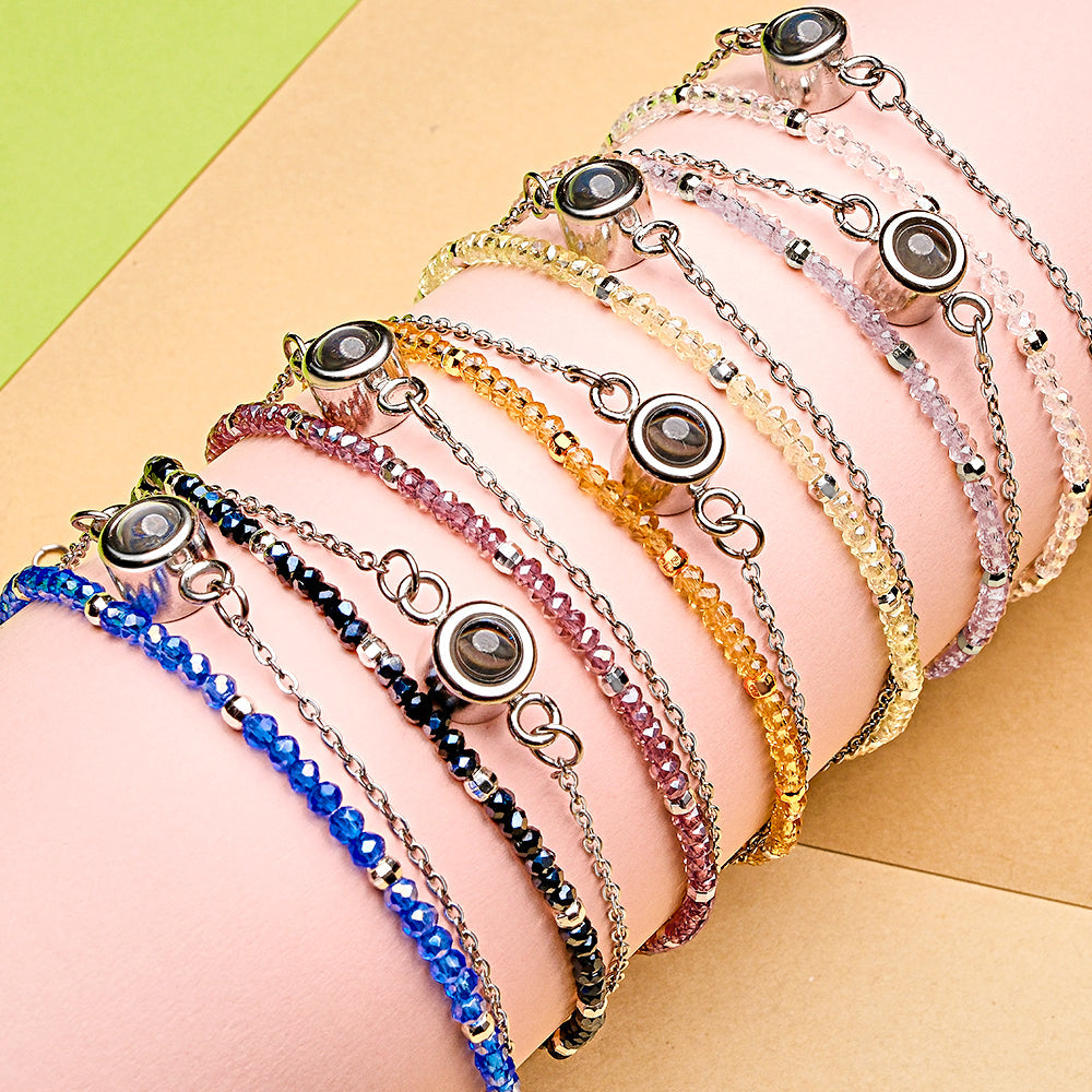 Personalized Photo Projection Crystal Double Layers Bracelet
