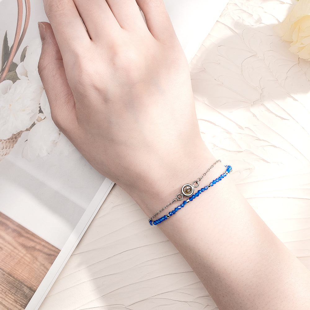 Personalized Photo Projection Crystal Double Layers Bracelet