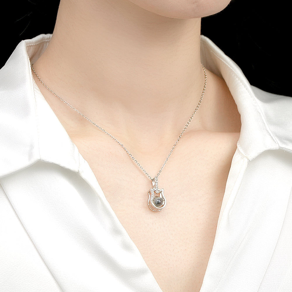 Personalized Guitar Design Projection Necklace Gift for Guitar Lovers
