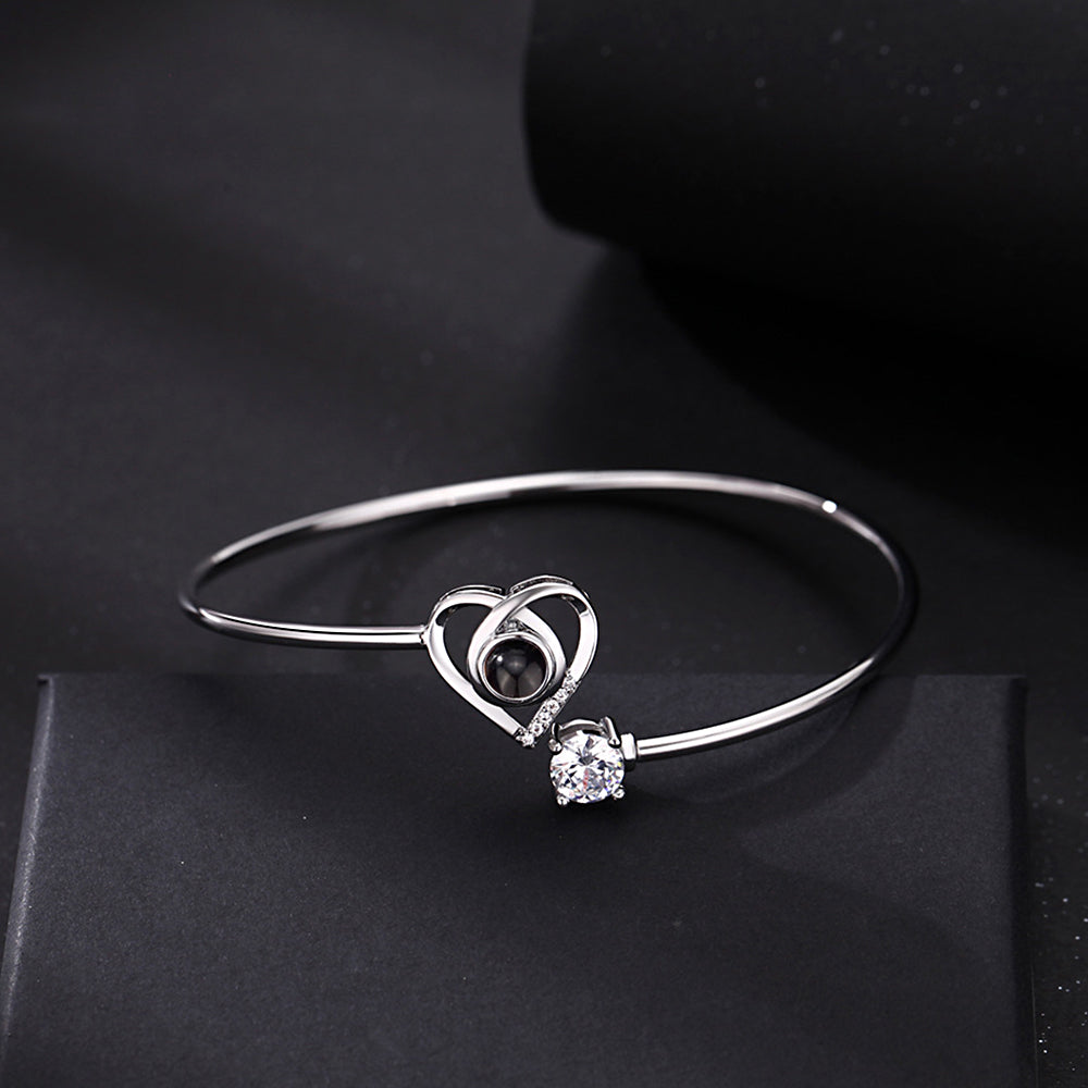 Custom Projection Bracelet Personalized Photo Bracelet Heart Jewelry Mother's Day Gift for Mom