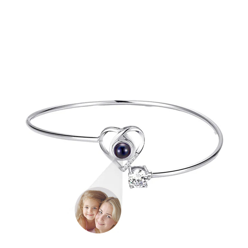 Custom Projection Bracelet Personalized Photo Bracelet Heart Jewelry Mother's Day Gift for Mom