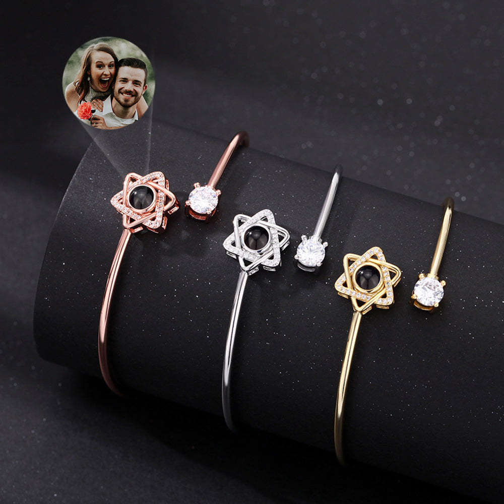 Custom Projection Bracelet Personalized Photo Lucky Clover Bracelet Jewelry Gift for Her