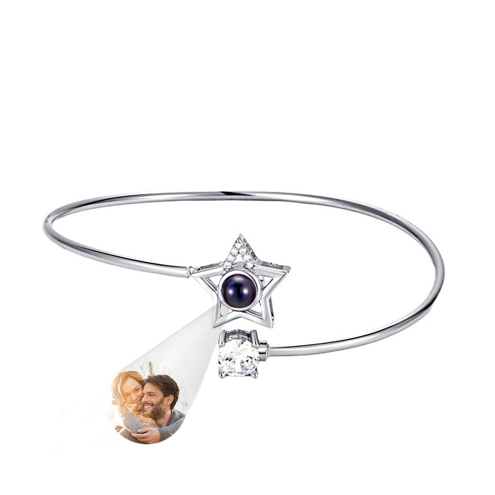 Custom Projection Bracelet Personalized Photo Lucky Clover Bracelet Jewelry Gift for Her