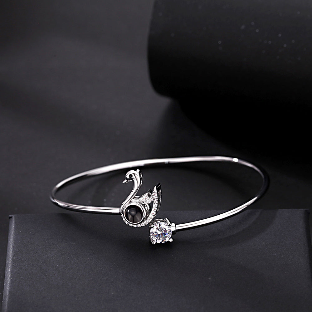 Custom Projection Bracelet Personalized Photo Swan Bracelet Jewelry Gift for Her