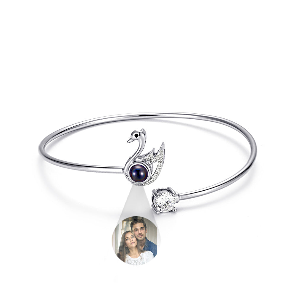 Custom Projection Bracelet Personalized Photo Swan Bracelet Jewelry Gift for Her