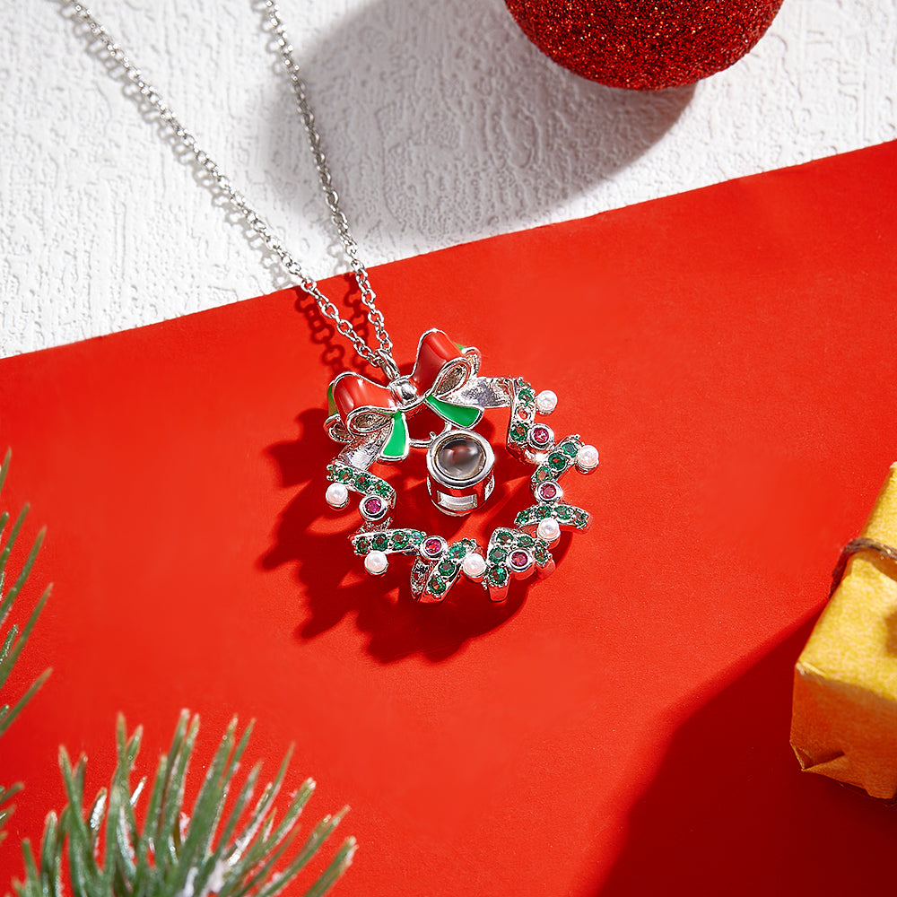 Custom Projection Necklace Christmas Wreath Necklace Gifts for Her Christmas Gifts