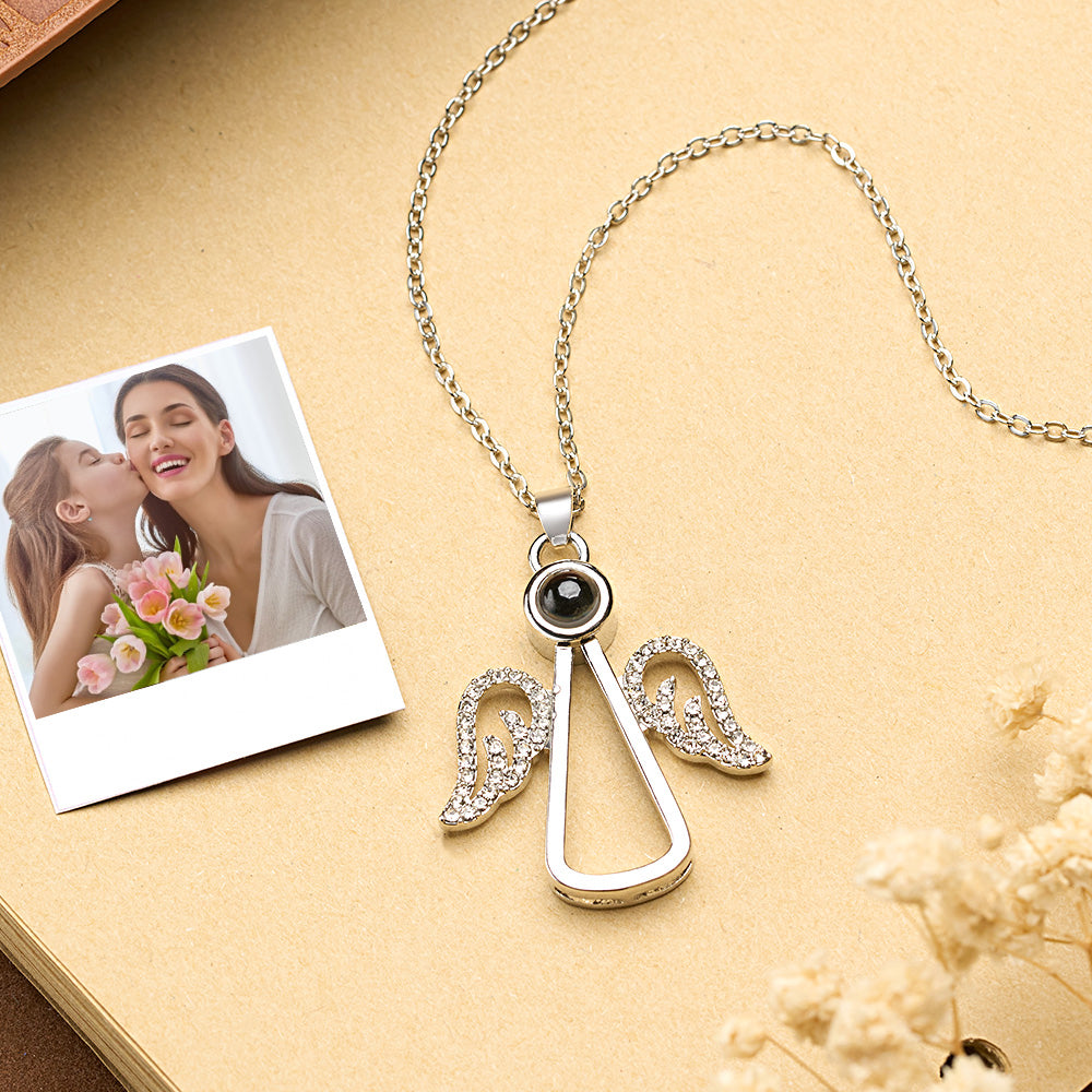 Angel Photo Necklace Personalised Projection Necklace Mother's Day Gifts