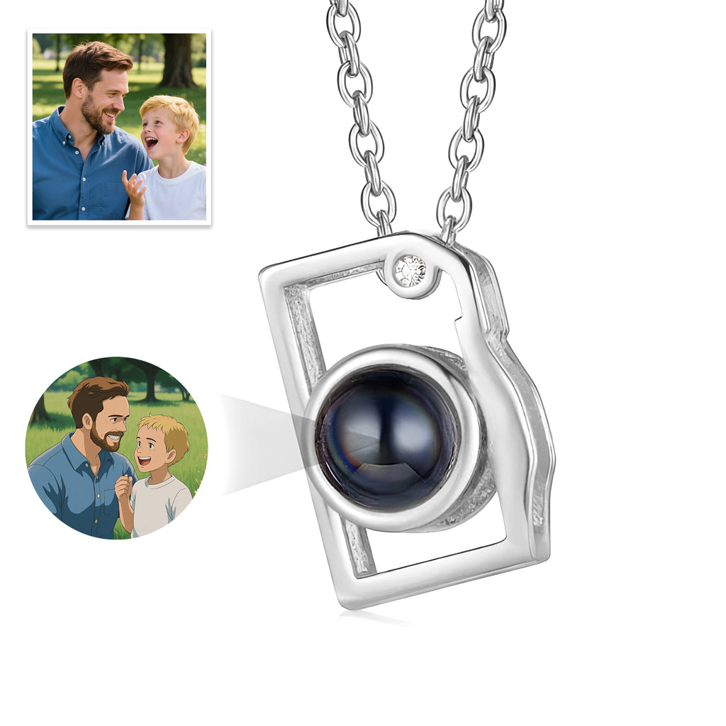 Custom Photo Necklace Cartoon Style Projection Creative Camera Shape Gifts Anniversary Gifts for Her
