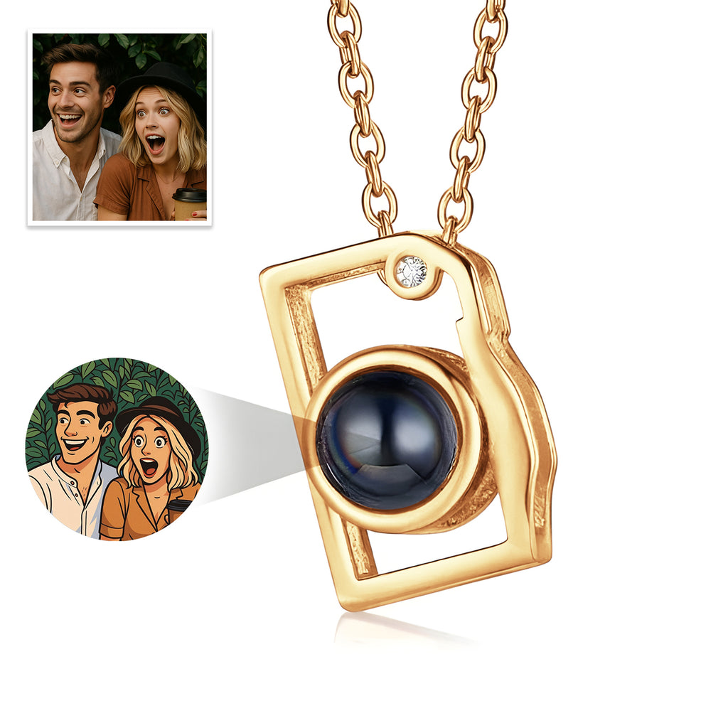 Custom Photo Necklace Cartoon Style Projection Creative Camera Shape Gifts Anniversary Gifts for Her