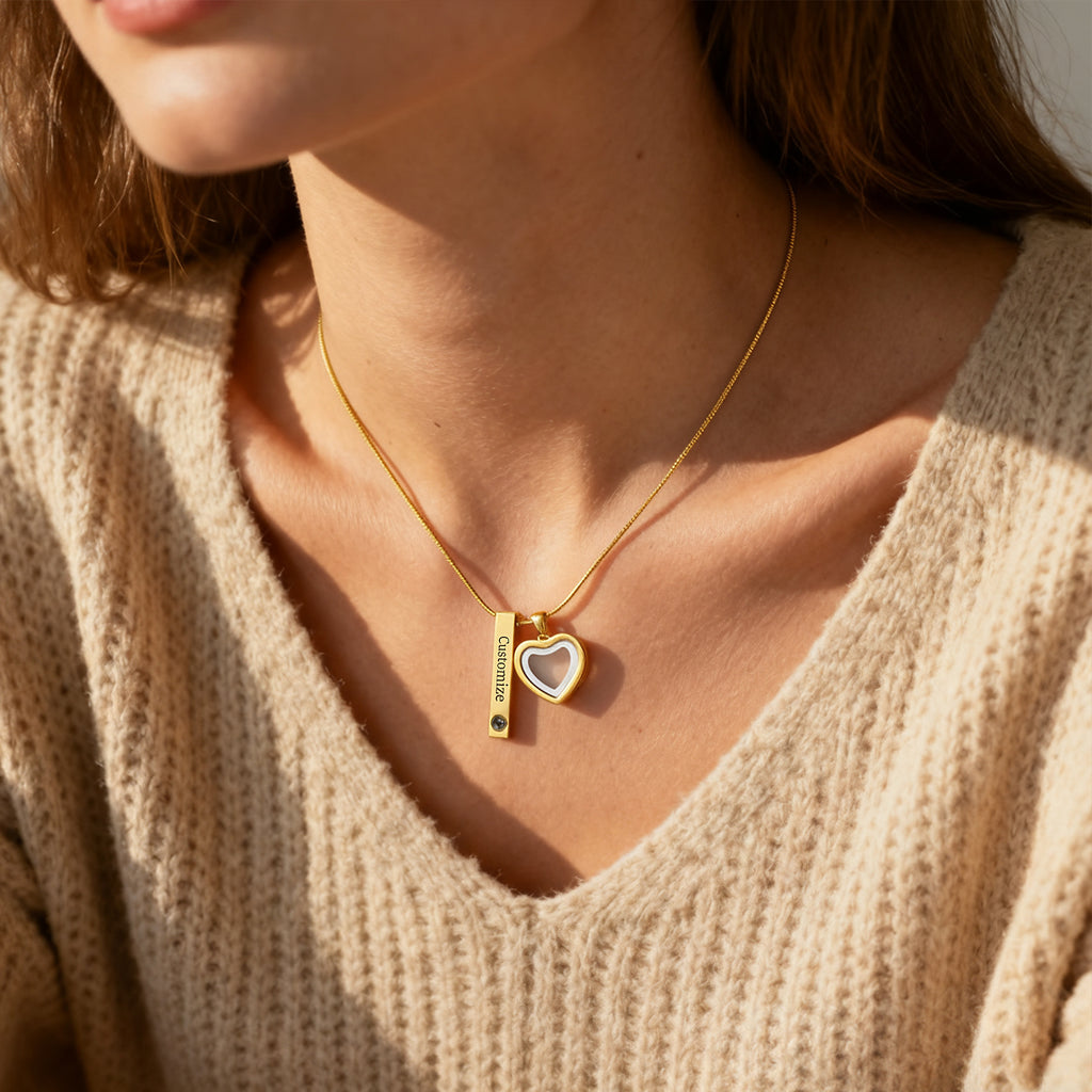 Pet Ashes Projection Necklace Spotify Code Necklace Glass Pendant Heart-Shaped Urn Necklace Custom Photo Stainless Steel Necklace For Pet Lover