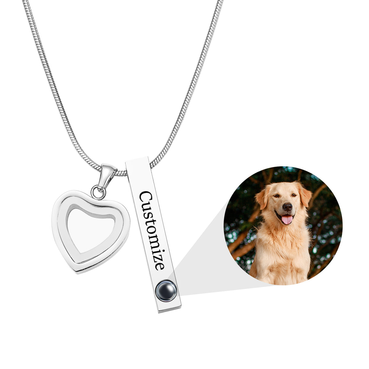Pet Ashes Projection Necklace Spotify Code Necklace Glass Pendant Heart-Shaped Urn Necklace Custom Photo Stainless Steel Necklace For Pet Lover