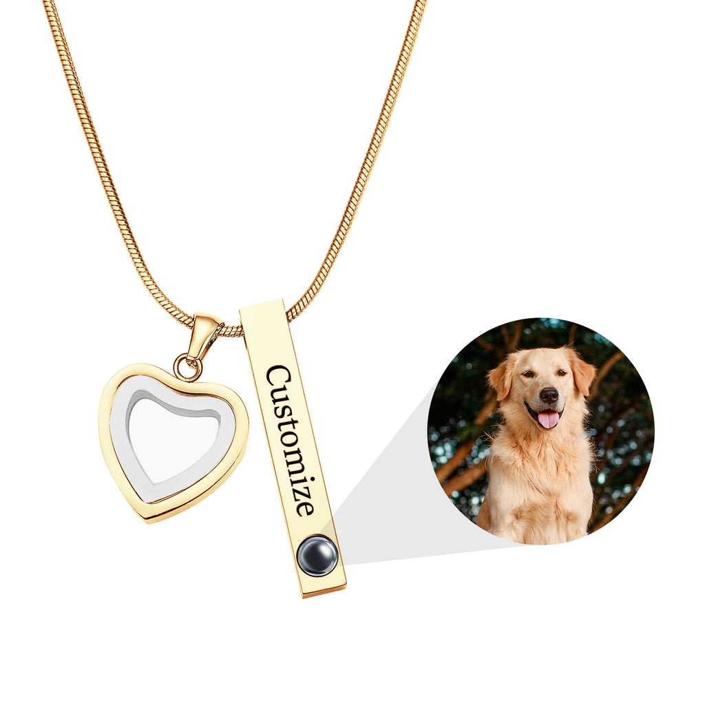 Pet Ashes Projection Necklace Spotify Code Necklace Glass Pendant Heart-Shaped Urn Necklace Custom Photo Stainless Steel Necklace For Pet Lover