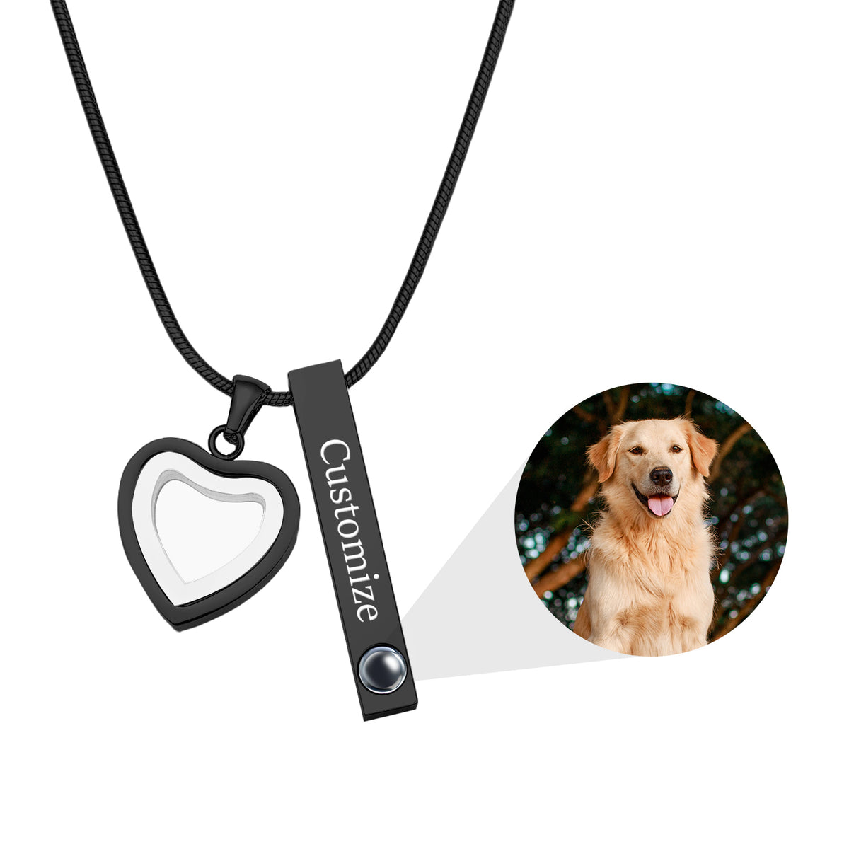 Pet Ashes Projection Necklace Spotify Code Necklace Glass Pendant Heart-Shaped Urn Necklace Custom Photo Stainless Steel Necklace For Pet Lover