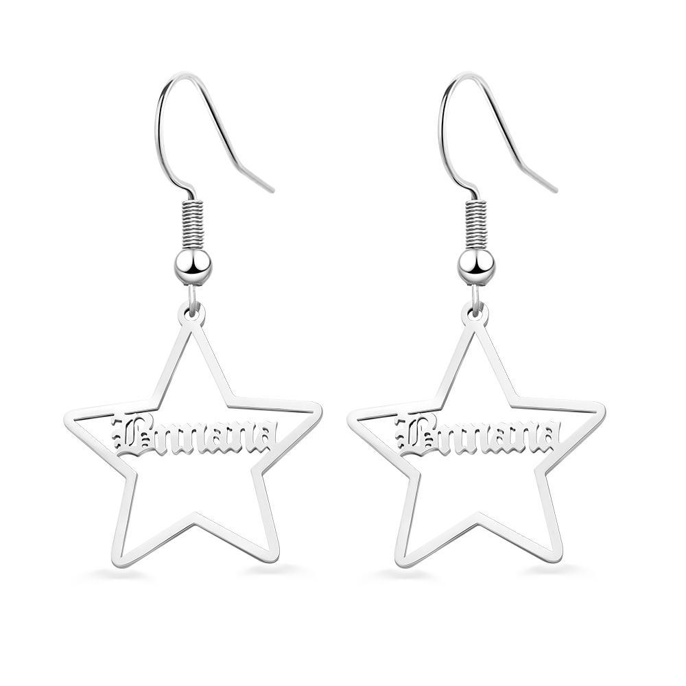 Custom Engraved Earrings Stainless Steel Star-shaped Earrings